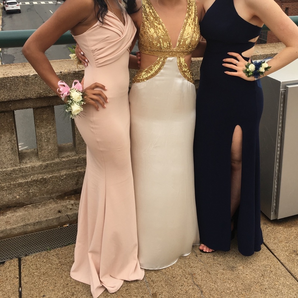 Pink/Nude Long Prom Dress